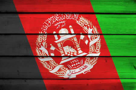 Afghanistan Flag on wood backgroundの写真素材