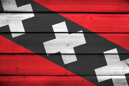 Amsterdam City Flag on wood backgroundの写真素材