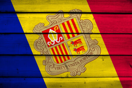Andorra Flag on wood backgroundの写真素材