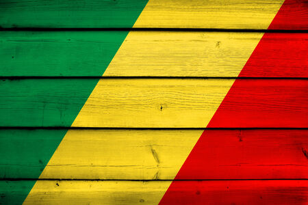 Congo Republic Flag on wood backgroundの写真素材