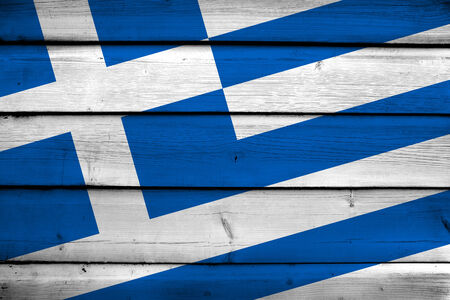 Greece Flag on wood backgroundの写真素材