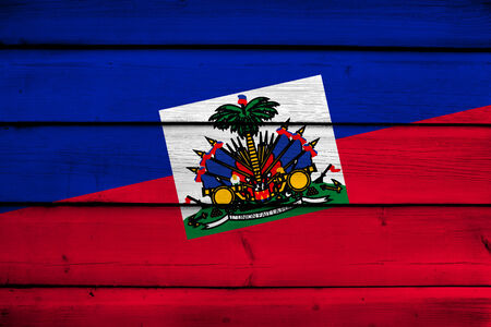 Haiti Flag on wood backgroundの写真素材