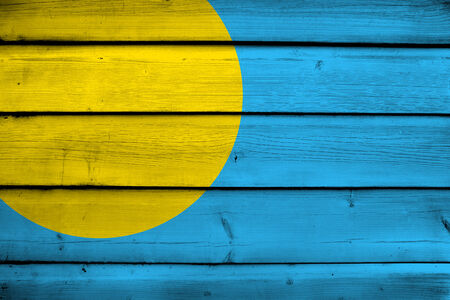 Palau Flag on wood backgroundの写真素材