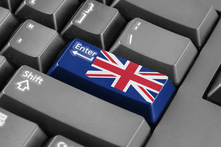 Enter button with United Kingdom Flagの写真素材