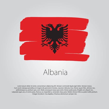 Albania Flag with colored hand drawn lines in Vector Formatのイラスト素材