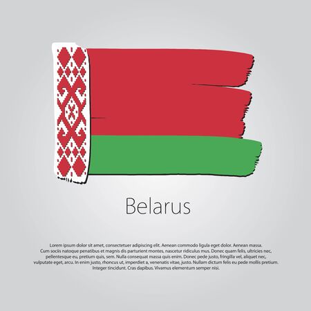 Belarus Flag with colored hand drawn lines in Vector Formatのイラスト素材