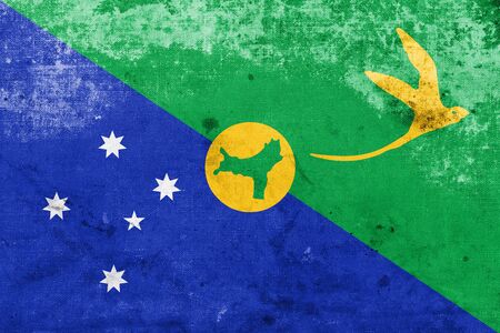 Flag of Christmas Island, with a vintage and old lookの写真素材