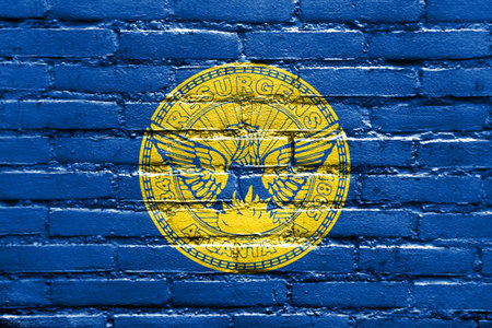 Flag of Atlanta, Georgia, painted on brick wallの写真素材