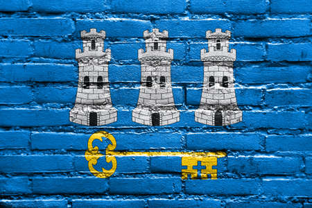 Flag of Havana, painted on brick wallの写真素材