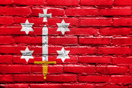 Flag of Haarlem, painted on brick wallの写真素材