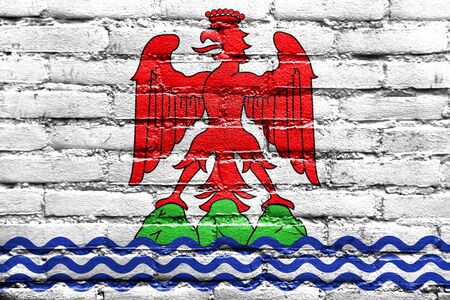 Flag of Nice, painted on brick wallの写真素材