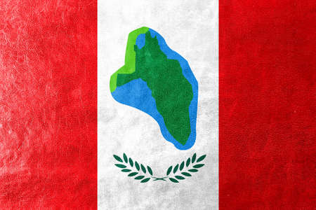 Flag of Cumberland Head, New York, painted on leather textureの写真素材