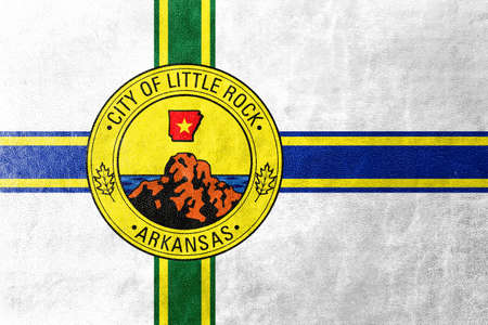 Flag of Little Rock, Arkansas, painted on leather textureの写真素材