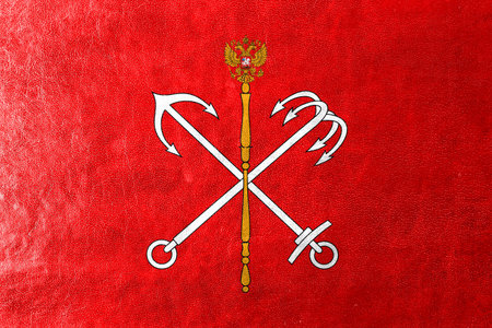 Flag of Saint Petersburg, painted on leather texture