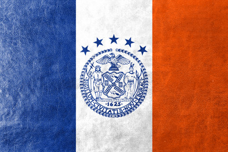 Flag of New York City, painted on leather textureの写真素材