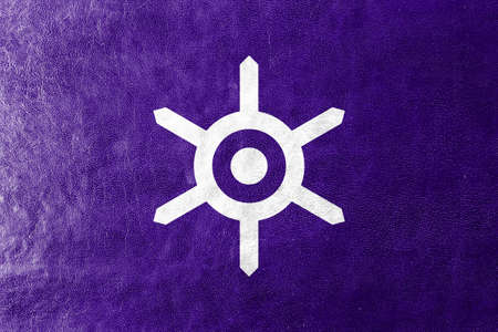 Flag of Tokyo, painted on leather textureの写真素材
