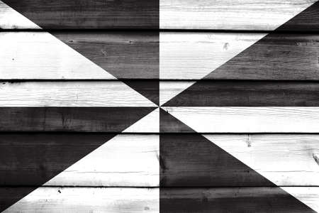 Flag of Lisbon, painted on old wood plank backgroundの写真素材