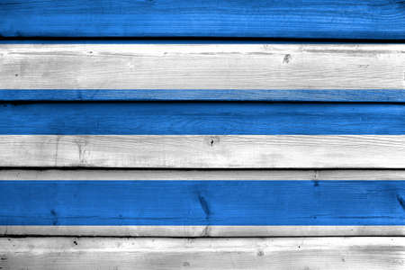 Flag of Tallinn, painted on old wood plank backgroundの写真素材