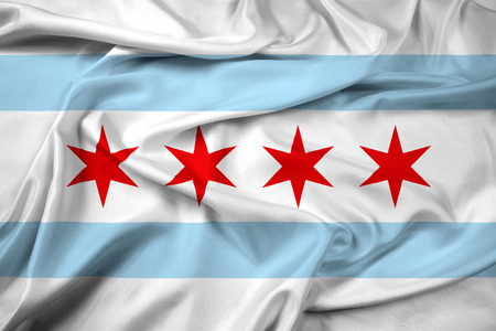 Waving Flag of Chicago, Illinoisの写真素材