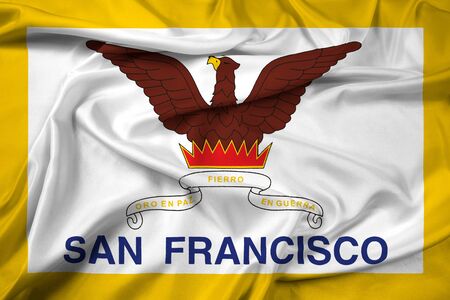 Waving Flag of San Francisco, Californiaの写真素材