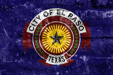 Flag of El Paso, Texas, painted on dirty wall. Vintage and old look.の写真素材