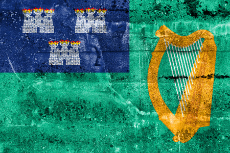 Flag of Dublin, painted on dirty wall. Vintage and old look.の写真素材