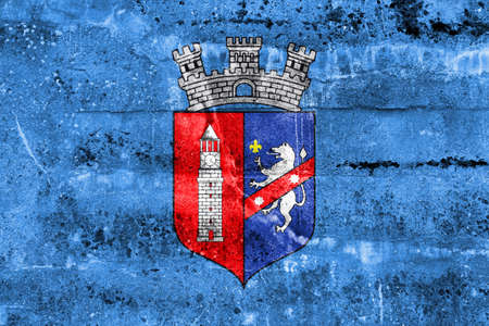 Flag of Tirana, painted on dirty wall. Vintage and old look.の写真素材