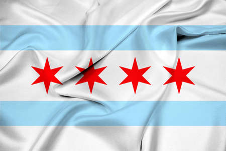 Waving Flag of Chicago, Illinoisの写真素材