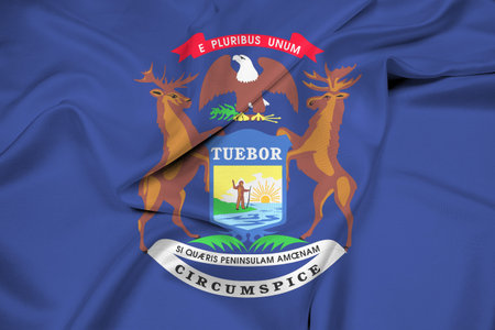 Waving Flag of Michigan Stateの写真素材