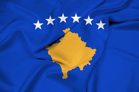 Waving Flag of Kosovoの写真素材