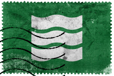 Flag of Hiroshima, Japan, old postage stamp