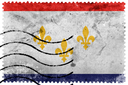 Flag of New Orleans, Louisiana, old postage stampの写真素材