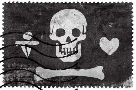 Stede Bonnet Pirate Flag, old postage stampの写真素材