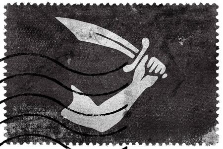 Thomas Tew Pirate Flag, old postage stampの写真素材