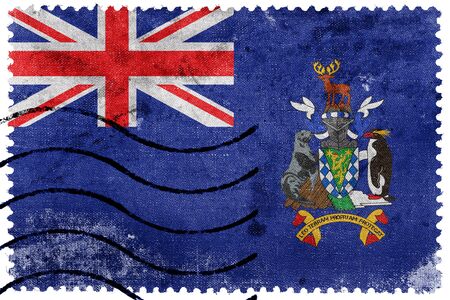 Flag of South Georgia and the South Sandwich Islands, old postage stampの写真素材