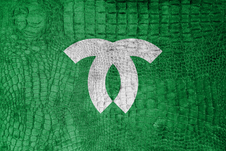 Flag of Kobe, Japan, on a luxurious, fashionable canvasの写真素材
