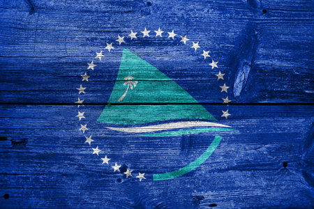 Flag of the Pacific Community, painted on old wood plank backgroundの写真素材