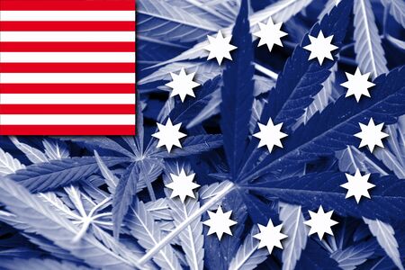 Flag of Easton, Pennsylvania, on cannabis backgroundの写真素材