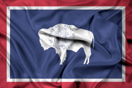 Waving Flag of Wyoming Stateの写真素材