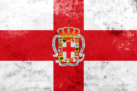 Flag of Almeria, Spain, with a vintage and old lookの写真素材
