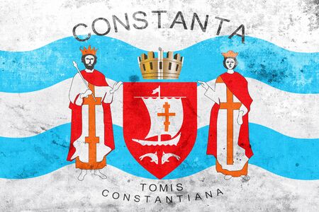 Flag of Constanta, Romania, with a vintage and old lookの写真素材