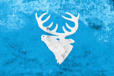 Flag of Hitra, Norway, with a vintage and old lookの写真素材