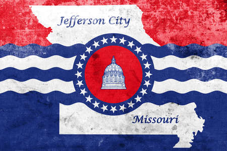 Flag of Jefferson City, Missouri, USA, with a vintage and old lookの写真素材