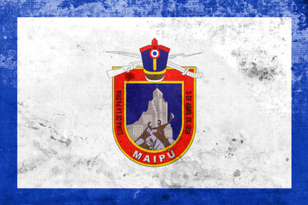 Flag of Maipu, Chile, with a vintage and old lookの写真素材