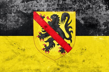 Flag of Namur with Coat of Arms, Wallonia Region, Belgium, with a vintage and old lookの写真素材