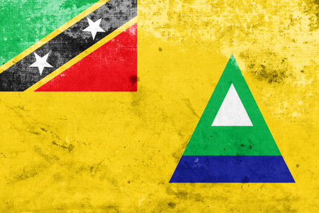 Flag of Nevis, Saint Kitts and Nevis, with a vintage and old lookの写真素材