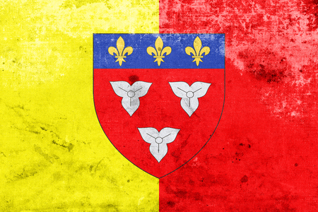 Flag of Orleans with Coat of Arms, France, with a vintage and old lookの写真素材
