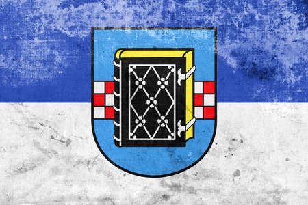 Flag of Bochum with Coat of Arms, Germany, with a vintage and old lookの写真素材