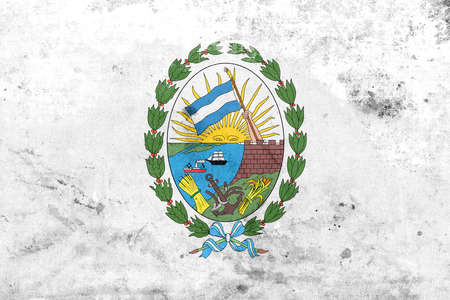 Flag of Rosario, Santa Fe, Argentina, with a vintage and old lookの写真素材