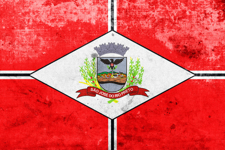 Flag of Sao Jose do Rio Preto, Brazil, with a vintage and old lookの写真素材